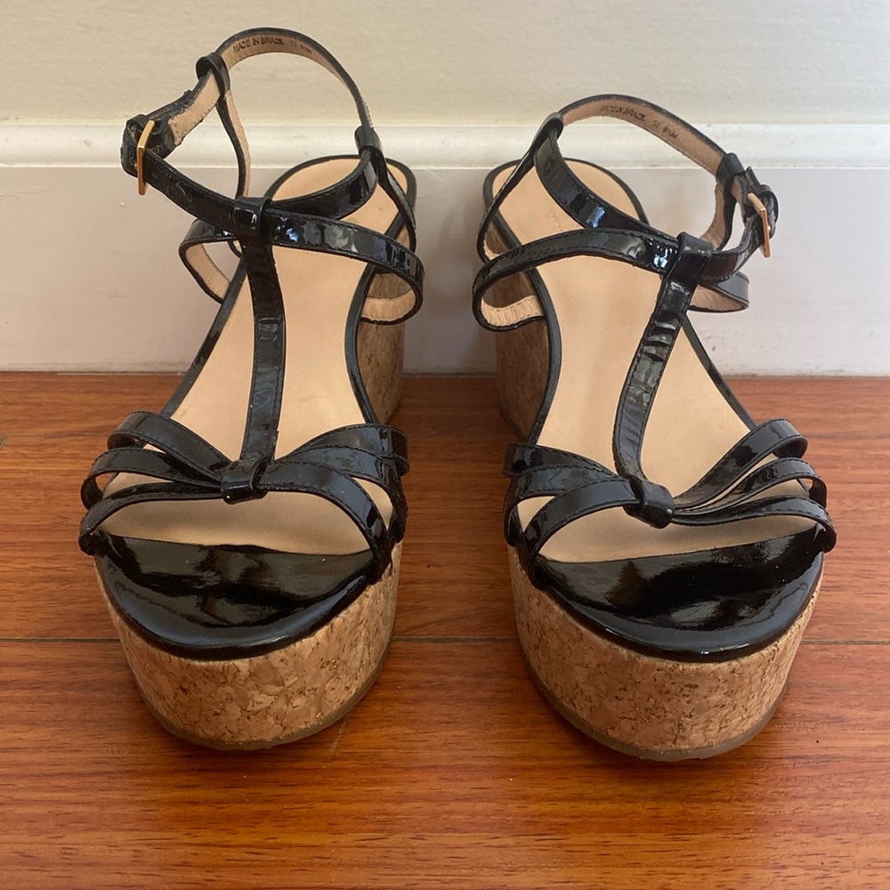 Kate Spade Black Patent Wedge Sandals